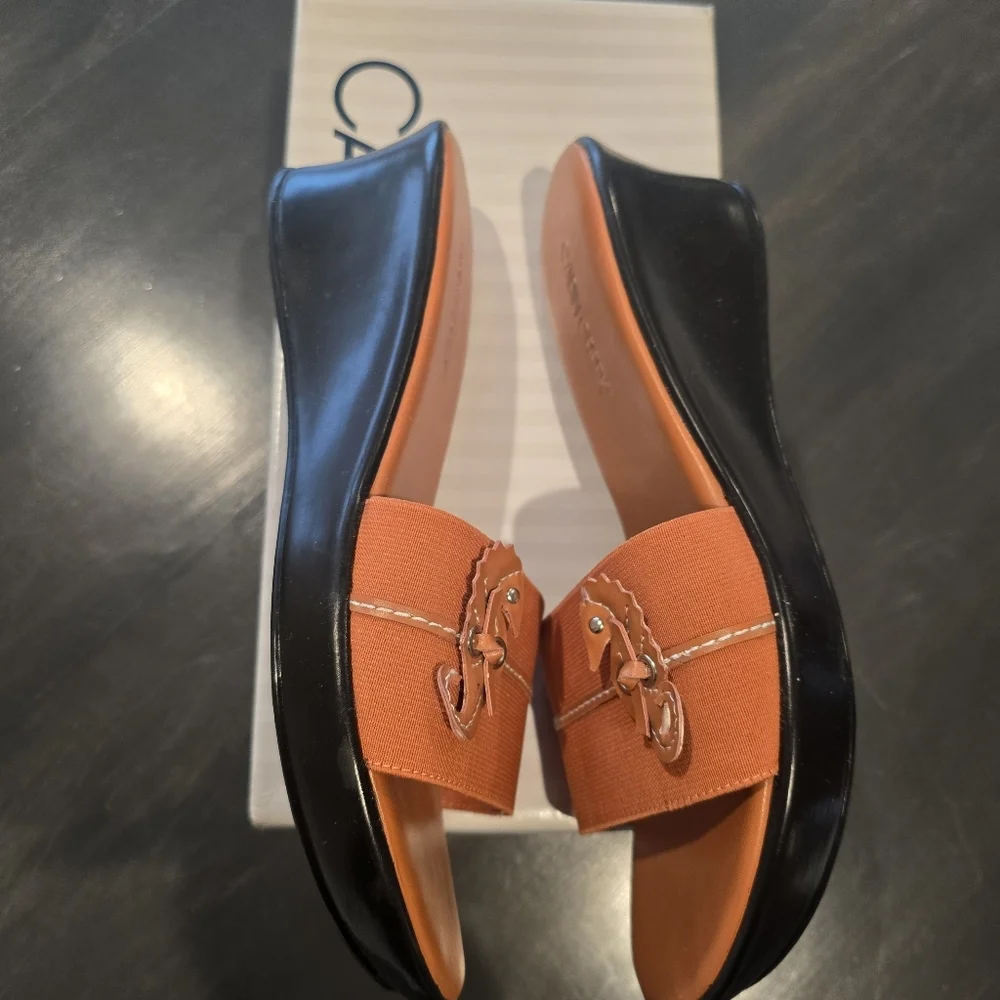 Cabin Creek Paloma Orange Wedge Slides Size 8.5